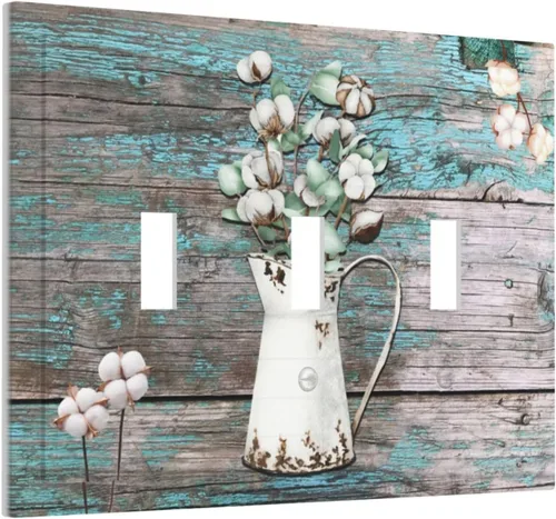 Miniatura 127 de Farmhouse Coffee Primitive Coffee Bean Kitchen 3 Gang Triple Interruptor de Luz de Palanca Cubierta de Placa de Pared Placa Frontal Eléctrica Café
