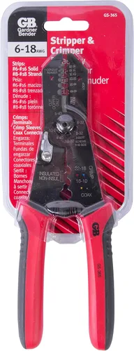 Miniatura 4 de Gardner Bender Pelacables eléctricos multiherramienta GS-365, crimpadora y cortadora, agarre cómodo, cable sólido y trenzado, 18-6 AWG, herramienta