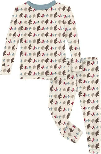 Miniatura 86 de KicKee Pants Conjunto de pijama de manga larga con estampado de piezas