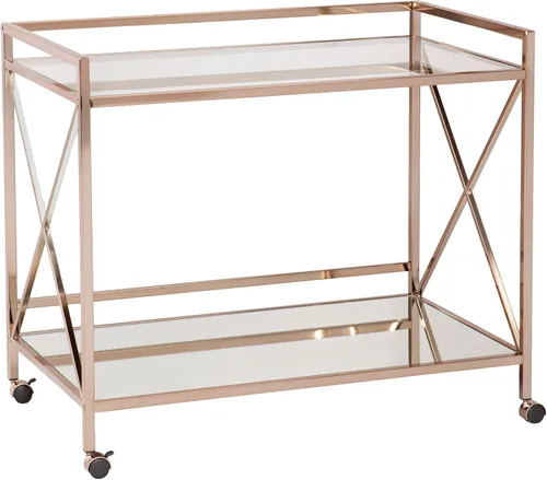 SEI Furniture - Carrito de barra Maxton - Diseño de transición, hierro dorado - Ideal para sala de estar, bar en casa (HZ2041)