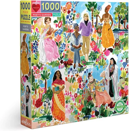 eeBoo Poet's Garden - Rompecabezas de 1000 piezas para adultos, cuadrado de 23 x 23 pulgadas, fabricado con tablero reciclado y tinta a base de