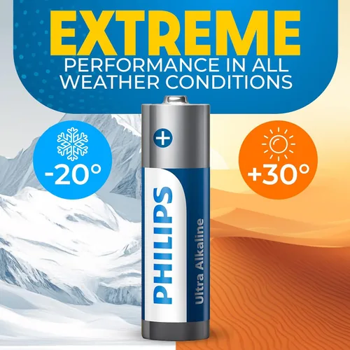 Miniatura 3 de PHILIPS Paquete de 12 pilas AA Batería doble A ultra alcalina de 1.5 V 132% más de potencia que el estándar de la industria Larga duración
