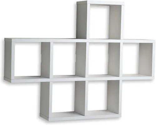 Danya B. XF11056WH Estante decorativo – Montaje en pared o independiente – Estantería cuadrada Cubbies – Laminado blanco
