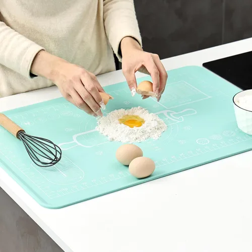 Miniatura 8 de Tapete de Silicona para Hornear, Almohadilla Extra Gruesa para Extender Masa con Medidas y Elevación de Bordes, Tapete de Repostería de Silicona