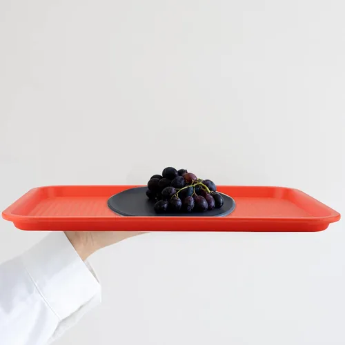 Miniatura 7 de LEXININ 9 bandejas de plástico de 16 x 12 pulgadas para servir comida rápida, juego de bandejas para servir restaurante, bandeja colorida