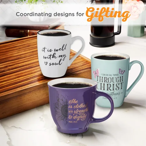 Miniatura 5 de Regalos de Arte Cristiano Apto para microondas y lavavajillas Taza de café y té de cerámica inspiradora para mujeres y hombres: Está bien con mi