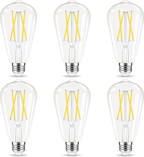 GvvooHome Bombillas LED Edison, bombilla E26 equivalente a 60 vatios, no regulable, blanco frío 4000 K, bombillas vintage ST58, 90+ CRI, 6 W 600 LM,