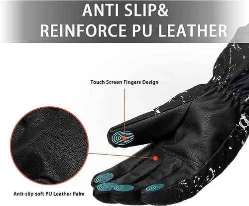 Miniatura 3 de Guantes de esquí para hombres y mujeres, guantes térmicos de invierno para pantalla táctil, impermeables, guantes de nieve para snowboard, esquí