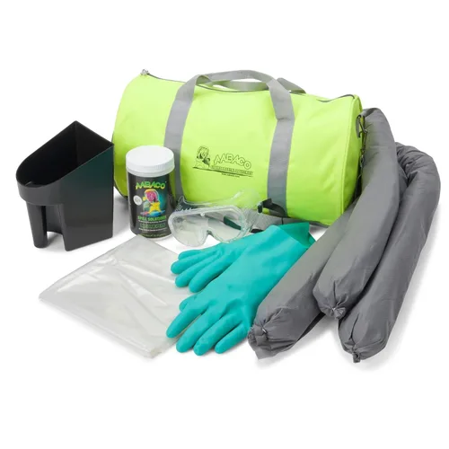 AABACO Kit de derrames portátil – Kits universales de derrames para limpieza química o aceite – en bolsa de lona amarilla de alta visibilidad –