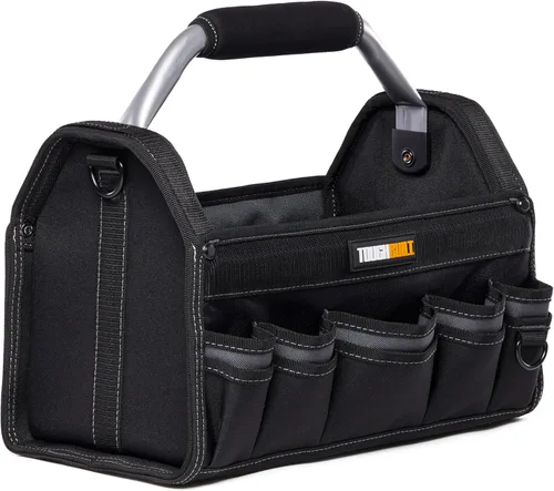 Miniatura 7 de ToughBuilt – Bolsa de herramientas de construcción de 15 pulgadas, bolsa de tela balística 1680D con parte superior abierta resistente con mango