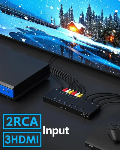 Miniatura 5 de Conmutador HDMI y AV 2 en 1 – Juega PS5 y juegos retro en 1 TV, 3 HDMI 2.0 (4K HDR) + 2 entradas RCA – Compatible con Xbox Series