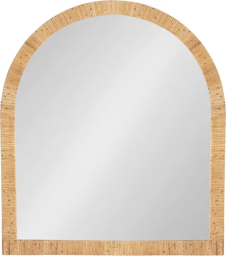 Miniatura 8 de Kate and Laurel Rahfy - Espejo de pared de ratán con arco bohemio, 28 x 32, madera natural, espejo decorativo de madera con marco de ratán auténtico