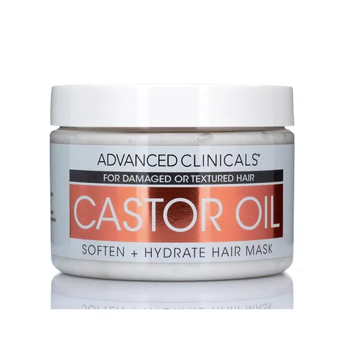 Advanced Clinicals Mascarilla acondicionadora de aceite de ricino natural desenredante y tratamiento capilar con aceite de ricino negro jamaicano,