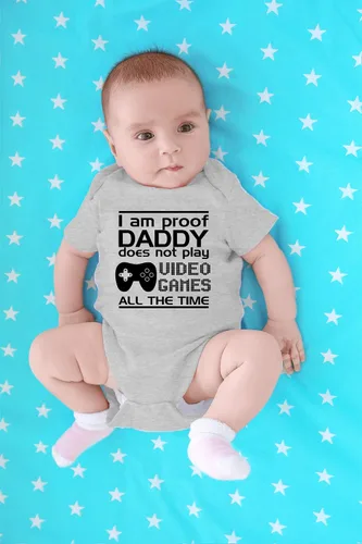 Miniatura 21 de CBTwear Proof Daddy Does Not Play Video Games All the Time – Ropa de bebé – Divertido body para recién nacido para niños y niñas