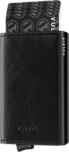 Miniatura 31 de VULKIT Tarjetero RFID Bloqueo de Cuero Automático Pop Up Cartera Aluminio Slim Pocket Tarjeta de Visita
