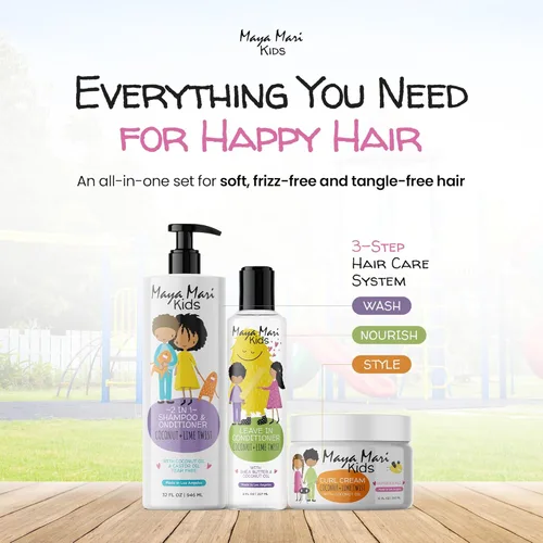 Miniatura 2 de Set de Regalo para Cabello Rizado de Niños Champú y Acondicionador 2 en 1 para Niños, Crema para Rizos y Acondicionador sin Enjuague Manteca