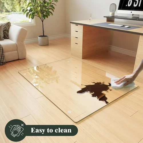 Miniatura 5 de Koonmi Tapete para silla de vidrio templado para suelos de madera dura y alfombras, 36 x 46 pulgadas, protector de piso de oficina transparente