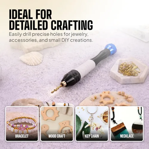 Miniatura 7 de Craft911 Juego de Brocas de Taladro Manual Afiladas HSS Micro Mini Twist, Taladro de Mano Pin Vise para Fabricación de Joyería; Taladro de Mano