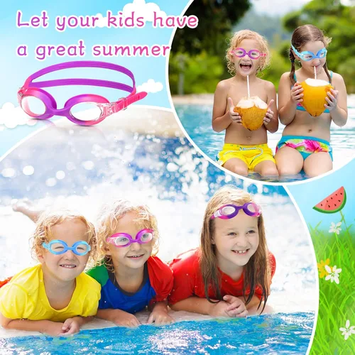 Miniatura 6 de Macarrie 6 gafas de natación para niños, sin fugas, antiniebla, para niños y niñas, con clip para la nariz, tapones para los oídos, de 3 a 14 años