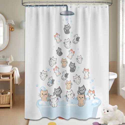 Miniatura 78 de Cortina de ducha floral para primavera y verano, flores silvestres, flores y mariposas, decoración de baño, tela impermeable con ganchos, 70