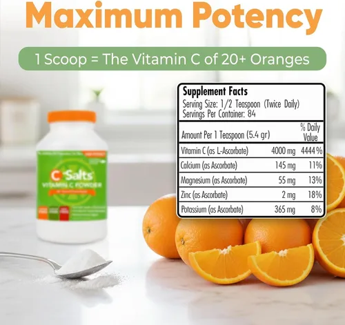 Miniatura 4 de C-Salts Vitamina C mineral ascórbica en polvo, No Model, Blanco, 1, 1
