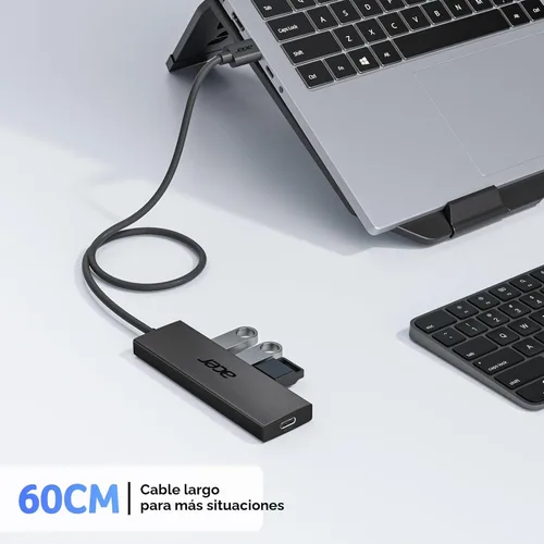 Miniatura 6 de Acer - Hub USB de 4 puertos, hub múltiple USB 3.0, divisor USB A para portátil con puerto de alimentación USB C, extensor USB para portátil