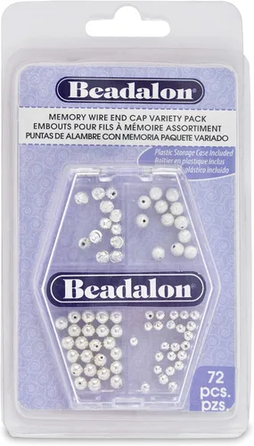 Miniatura 11 de Beadalon Tapas de alambre de memoria, 0.197 in / .197 in, redondas, color dorado, 10