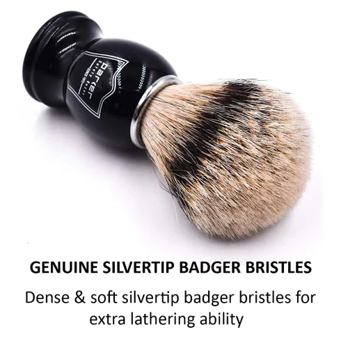 Miniatura 5 de Parker Safety Razor 's 100% Silvertip - Brocha de afeitar de cerdas de tejón – Soporte para cepillo incluido (mango negro)