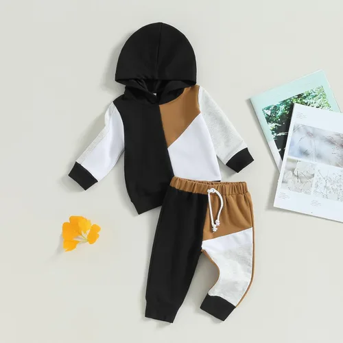 Miniatura 3 de Douhoow Conjunto de ropa de bebé con capucha y pantalones con cordón para bebé