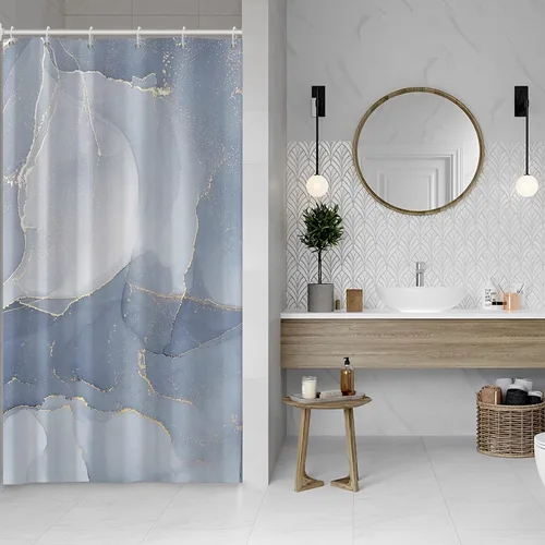 Miniatura 28 de AWERT Cortina de ducha pequeña de tamaño medio con 6 ganchos, cortina de ducha de 36 x 72 pulgadas, cortina de ducha bohemia de 36 pulgadas para Boho