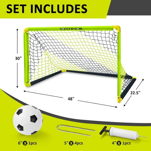 Miniatura 2 de Eastgoing Juego de portería de fútbol portátil, mini red de fútbol para interiores y exteriores con red, pelota y bomba. Conjuntos de portería