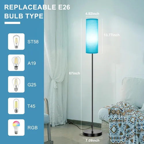 Miniatura 8 de FRIDEKO HOME Lámpara de pie, iluminación ambiental que cambia de color para sala de estar, dormitorio, lámpara de pie con aplicación y control