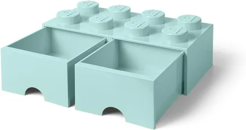 Miniatura 6 de LEGO - Cajón de ladrillos, 8 perillas, 2 cajones, caja de almacenamiento apilable, color verde menta aguamarina Verde oscuro