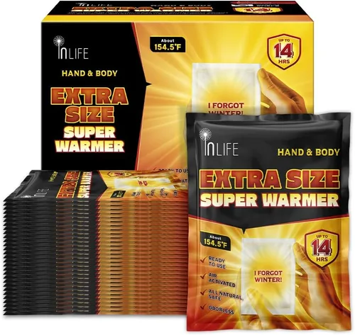 InLife Supercalentador de tamaño extra para manos y cuerpo | Todo natural y seguro, calor rápido instantáneo, fácil y cómodo | Tamaño más grande y