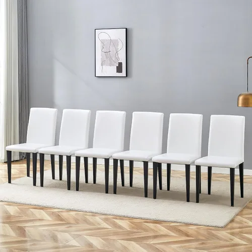 Miniatura 13 de AZmac Juego de 2 sillas de comedor modernas negras, sillas de cocina tapizadas de piel sintética con respaldo alto y asiento acolchado, sillas