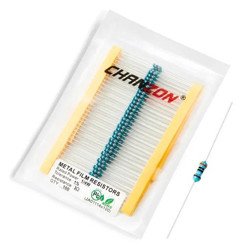 Miniatura 87 de Chanzon 100pcs 1/4W (0.25W) 62 Ohmios Resistencia fija de película metálica Ohmios 0.01 ±1% Tolerancia 62R MF Resistencias de orificio pasante