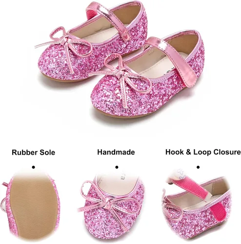 Miniatura 4 de Felix & Flora - Zapatos bajos de vestir con flores para niña pequeña, tipo bailarina, para fiesta, escuela o boda