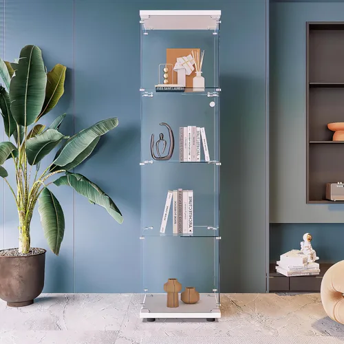 Miniatura 16 de Beauty4U - Vitrina de exhibición de una puerta con vidrio, gabinetes curio negros para sala de estar, dormitorio, oficina, exhibición de colección
