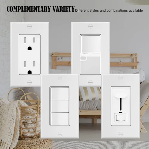 Miniatura 4 de Placa decorativa de pared de 1 banda, cubierta de enchufe de receptáculo, para interruptores de luz, atenuadores, GFCI, receptáculo, salida USB