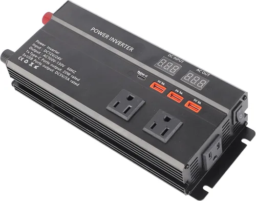 Miniatura 8 de para inversor 12v a 110v Gorgeri Metal 6000W DC 12V a AC 110V convertidor de coche USB adaptador de coche con pantalla LCD