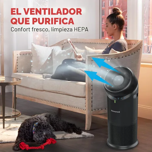 Miniatura 6 de Honeywell Allergen Plus™ - Purificador de aire HEPA 3 en 1 para el hogar, ventilador y flujo de aire ajustable para habitaciones grandes de hasta