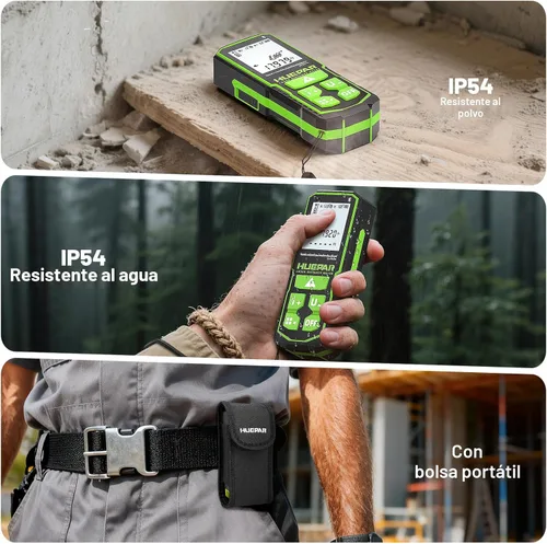 Miniatura 5 de Huepar Herramienta de medición láser verde de 330 pies con control de aplicación, medidor de distancia Bluetooth recargable de ± 1/16 pulgadas