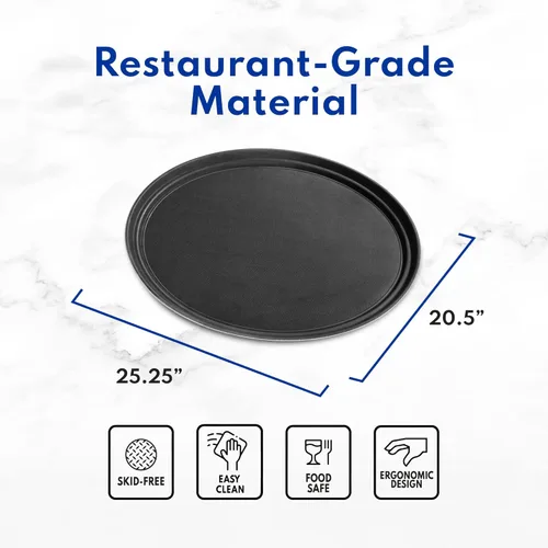 Miniatura 9 de New Star Foodservice Bandeja antideslizante, plástico, forro de goma, ovalada, 20.9 x 24.8 in, negro