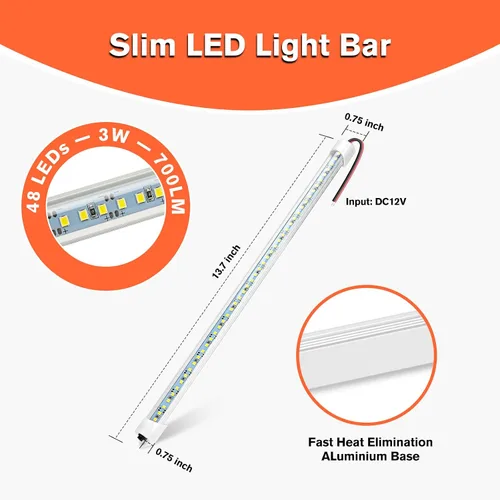 Miniatura 4 de Barra de luz interior LED de 12V, tira de luz LED DC 12V con interruptor para automóvil, remolque, camión, furgoneta, caravana, barco, armario, luz