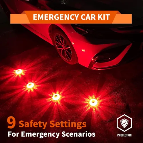 Miniatura 6 de Paquete de 6 luces LED de emergencia para automóvil, base magnética y gancho para luces de carretera con 9 modos intermitentes, luces de emergencia