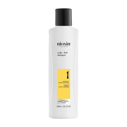 Nioxin System 1 - Champú para el cuero cabelludo + engrosamiento del cabello, para cabello natural con adelgazamiento ligero, fortalece contra la