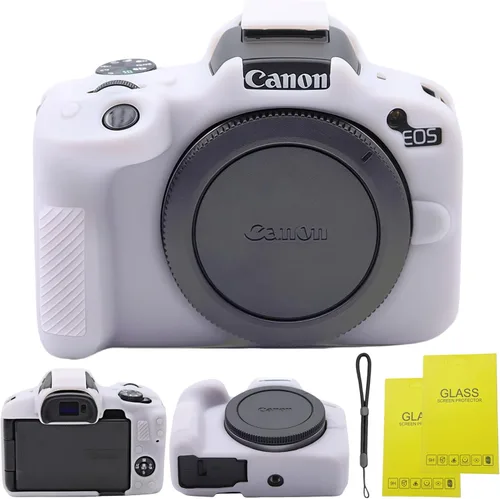 Miniatura 8 de EOS R50 - Funda protectora de silicona suave para cámara Canon EOS R50 EOSR50 Vlogging Camer, viene con 2 protectores de pantalla y 1 correa