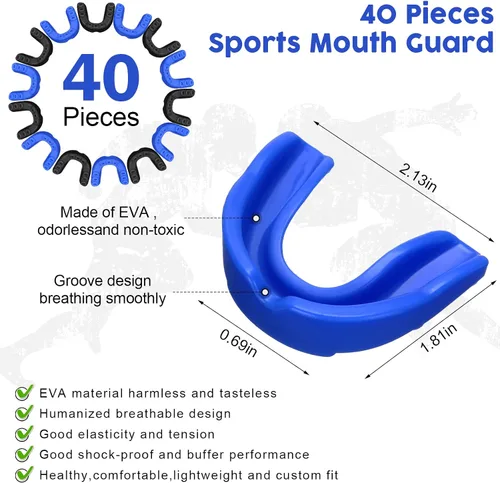 Miniatura 2 de BBTO Paquete de 40 protectores bucales para niños y jóvenes, para deportes, atléticos, para niños y niñas, para hockey, fútbol, boxeo, lacrosse