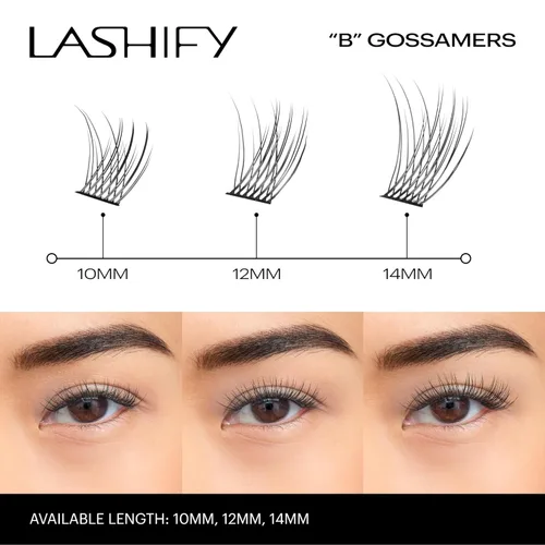 Miniatura 4 de Lashify Recambio de extensiones de pestañas Gossamer de 0.472 pulgadas, color negro, pestañas postizas fáciles para un aspecto natural