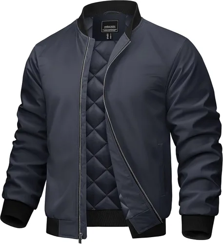 Miniatura 12 de TACVASEN Chaquetas bomber para hombre, casual, otoño, invierno, cálidas, cortavientos, cremallera completa, resistente al viento, abrigos